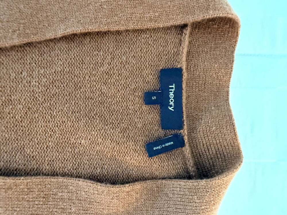 Theory Long Open Front Cardigan Brown Knit Sweater Quiet Luxury Minimalist - Picture 4 of 6